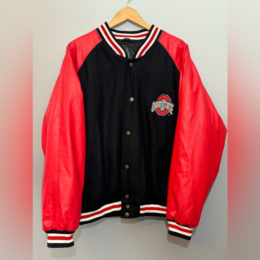 Vintage Ohio State Buckeyes OSU Embroidered Leather Varsity Jacket | XL